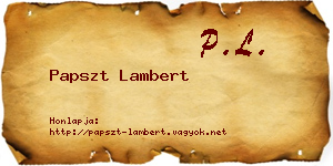 Papszt Lambert névjegykártya